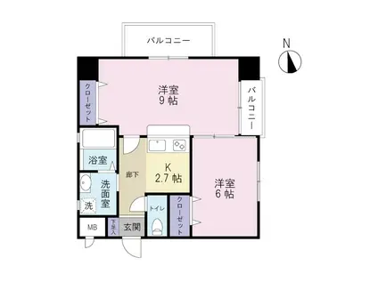 メゾンド・ファミーユ門司港(2K/5階)の間取り写真