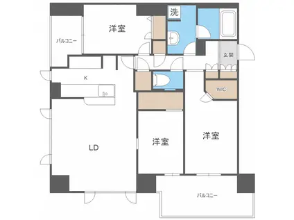 コンフォリア札幌植物園(3LDK/13階)の間取り写真