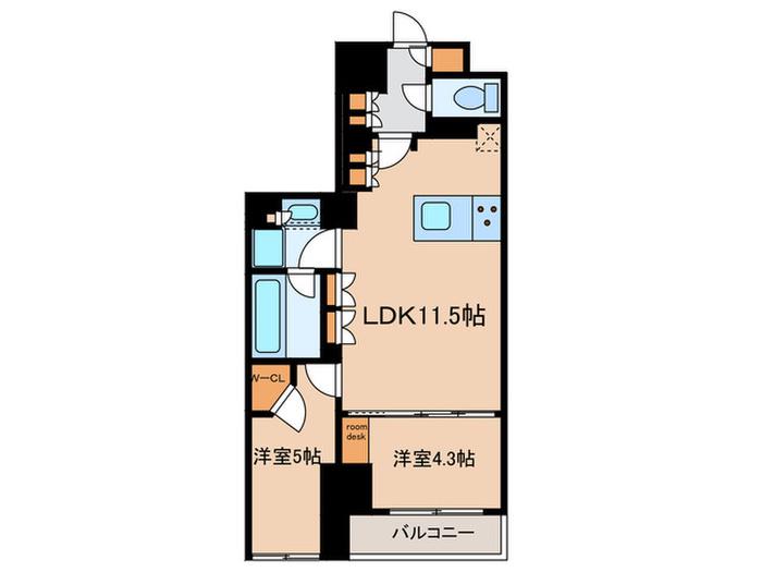 ザ・パークハビオ日本橋茅場町(2LDK/3階)の間取り写真