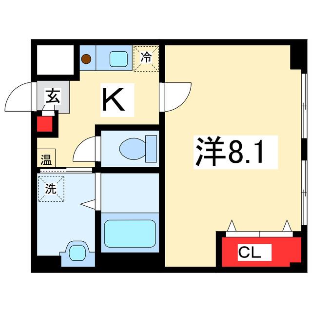 ワンダフルワールド古町(1K/3階)の間取り写真