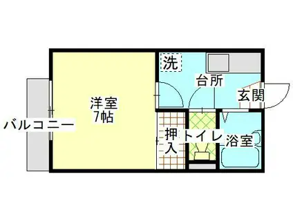グリンピュア(1K/1階)の間取り写真