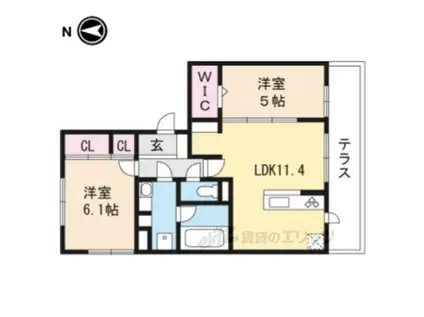 シャルールプラスⅡ(2LDK/1階)の間取り写真