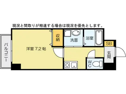 BERGAMOTTO三萩野(1K/1階)の間取り写真