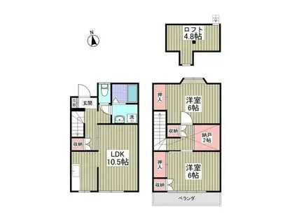メープルタウン・イーストIII(2LDK/1階)の間取り写真