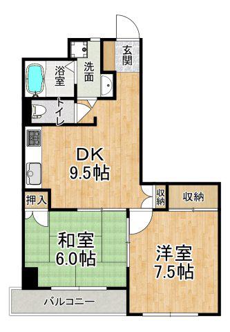 グリシーヌ静徳(2DK/3階)の間取り写真
