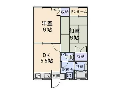 グランドハウスK(2DK/1階)の間取り写真