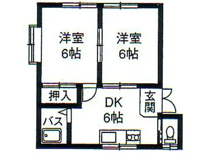 コーポ安藤B棟101(2DK/1階)の間取り写真