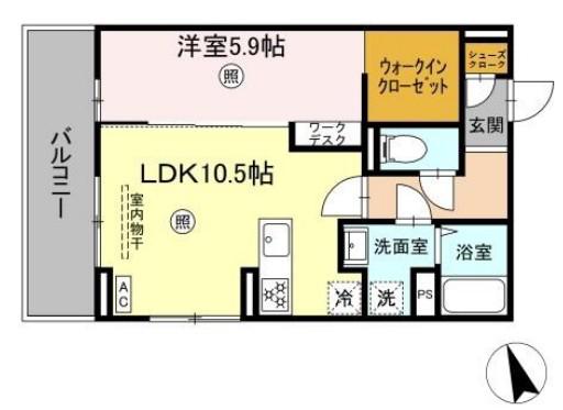 PREMILIFE須賀II(1LDK/3階)の間取り写真