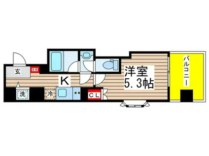 カーサアルマーレ(1K/2階)の間取り写真