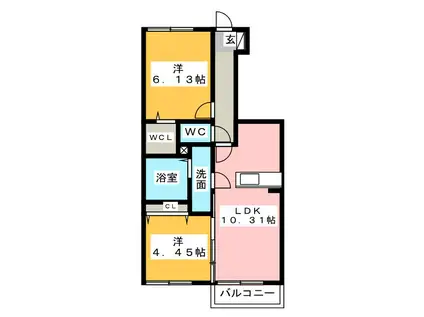 ラフォーレ(2LDK/1階)の間取り写真