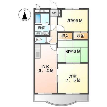 グランディア木太(3DK/1階)の間取り写真