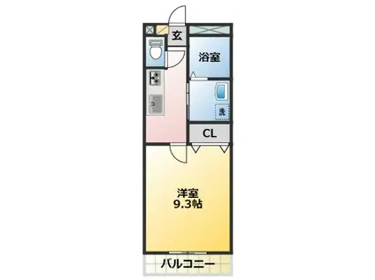 アンプルール リーブル エルヴェ(1K/1階)の間取り写真