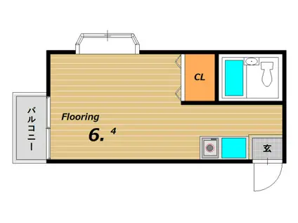 コスモ西山(ワンルーム/2階)の間取り写真