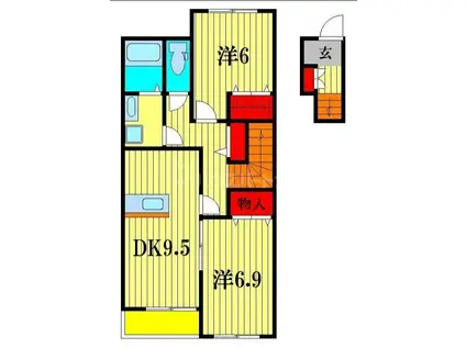 スカーレット(2DK/2階)の間取り写真