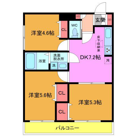 テロワール妙典(3DK/1階)の間取り写真