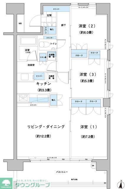 ガーデニエール砧レジデンス(3LDK/1階)の間取り写真