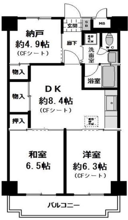 ヒルブリッジヒルNO2(3DK/4階)の間取り写真