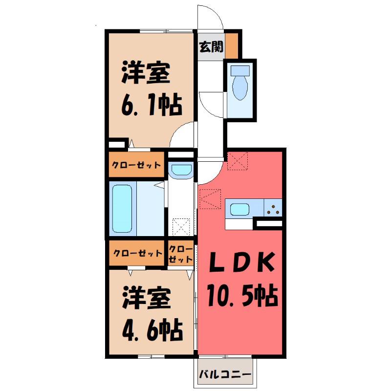 ヴォルガ(2LDK/1階)の間取り写真