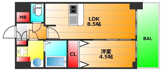 プレサンス大阪ドームシティワンダー(1LDK/13階)の間取り写真