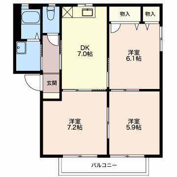 ラピスII(3DK/2階)の間取り写真