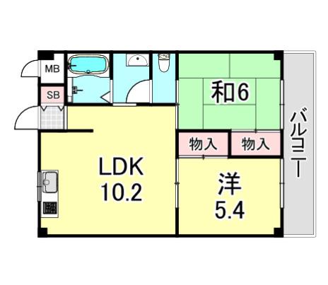 メゾンファミーユ(2LDK/3階)の間取り写真