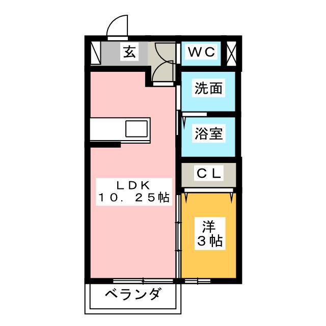 エクレール平田(1LDK/2階)の間取り写真