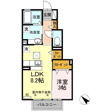 サン・ルミエール相川(1LDK/1階)の間取り写真