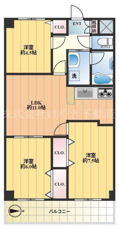 アネックス高島平(3LDK/6階)の間取り写真