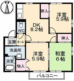フォーブル戸坂 A棟(3DK/2階)の間取り写真