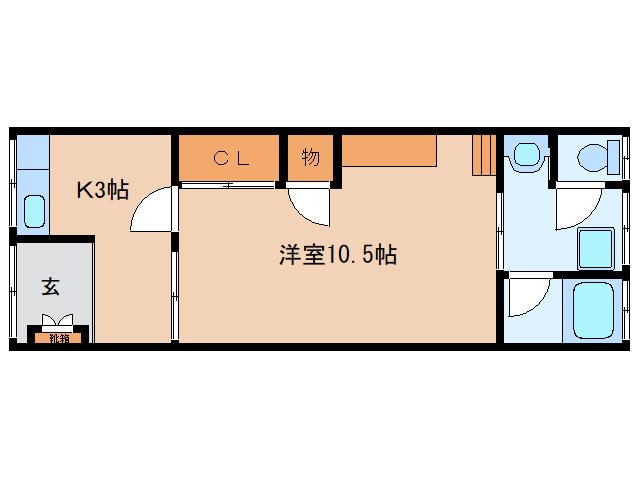 常盤荘(1K/2階)の間取り写真