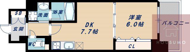 フィールドライト新大阪(1DK/2階)の間取り写真