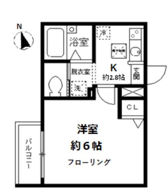 コロネード(1K/2階)の間取り写真