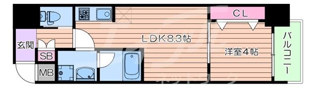 コンフォリア西天満(1LDK/8階)の間取り写真