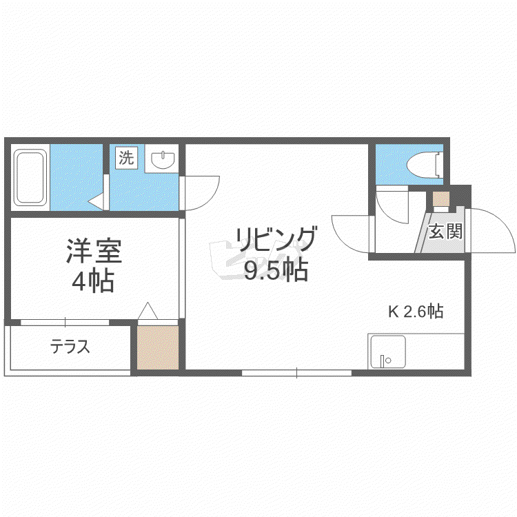 ライトベル美園(1LDK/1階)の間取り写真