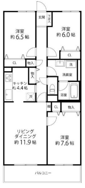 TRガーデン蕨(3LDK/1階)の間取り写真