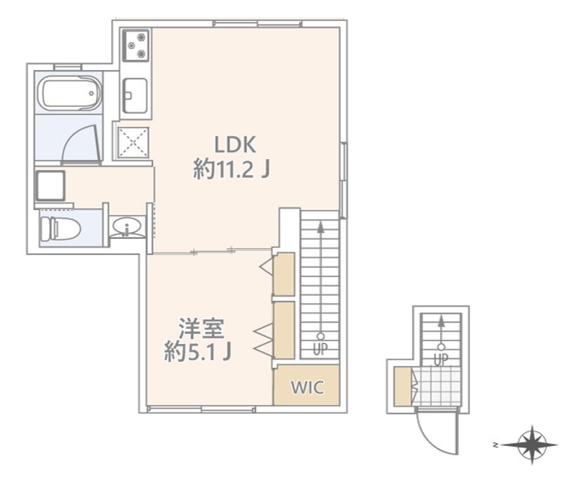GRANDUO代沢III(1LDK/2階)の間取り写真