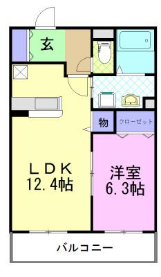 シャルマンテール(1LDK/2階)の間取り写真