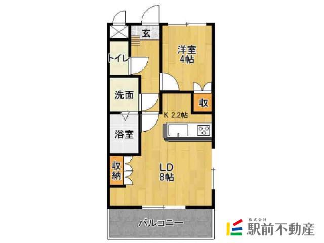 ロイヤルパークサイド(1LDK/1階)の間取り写真