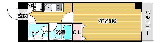 GRAN PINO立売堀(1K/3階)の間取り写真