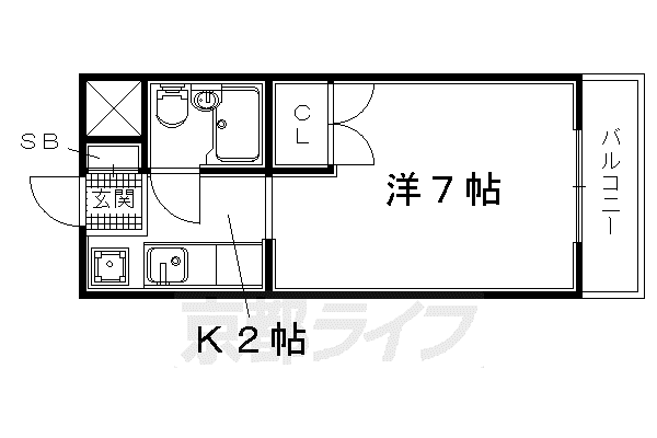 グレセントYYUII(1K/4階)の間取り写真