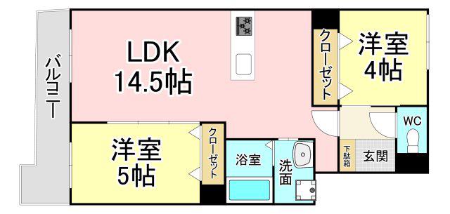 第60川崎ビル(2LDK/3階)の間取り写真