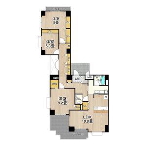ビレッジアール大淀南(3LDK/5階)の間取り写真