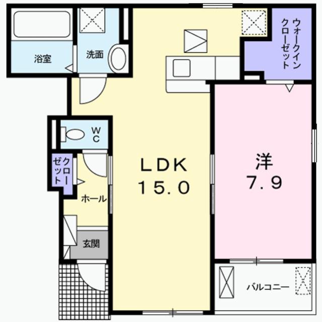 ヒューゲルハイムII(1LDK/1階)の間取り写真