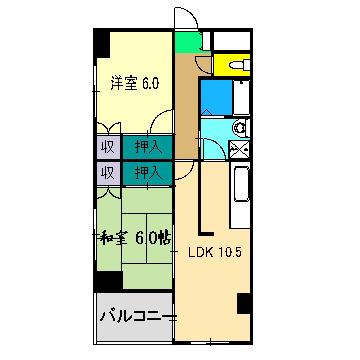 第II瀬戸ハイツ(2LDK/4階)の間取り写真
