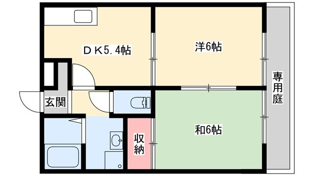 パセオ構(2DK/1階)の間取り写真