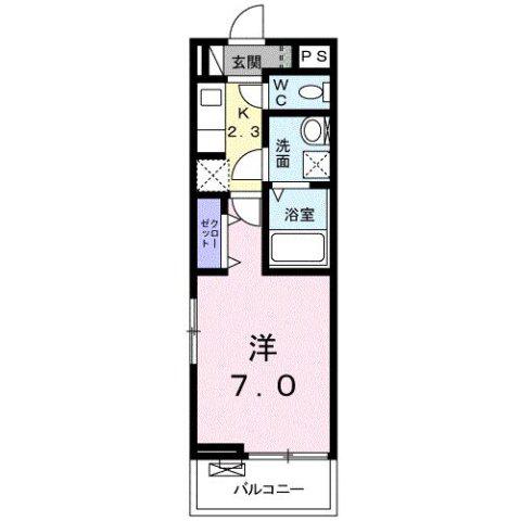 アンジューノ(1K/2階)の間取り写真
