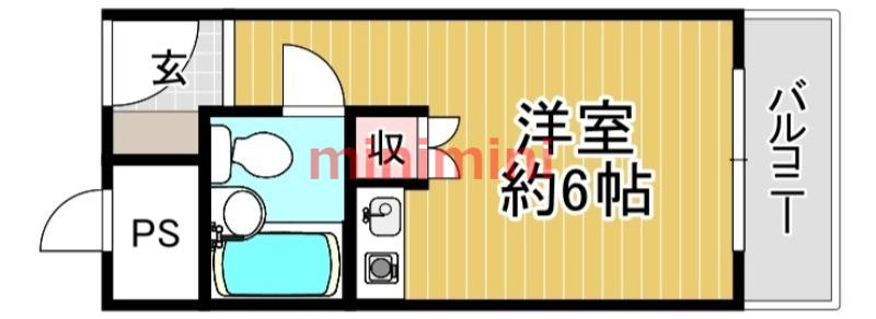 シャルム茨木(ワンルーム/1階)の間取り写真