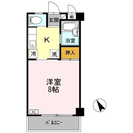 棒屋第2城北ハイツ(1K/2階)の間取り写真