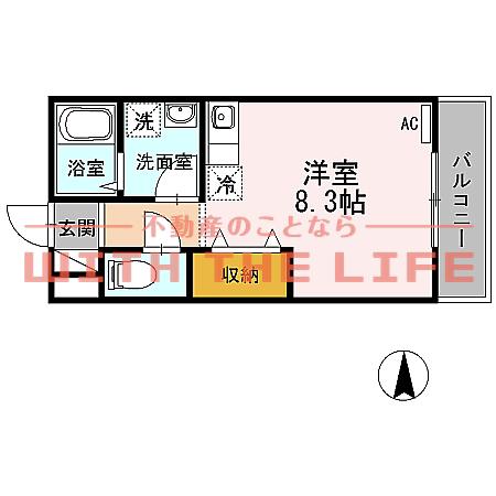 オリーヴァ花畑(ワンルーム/1階)の間取り写真