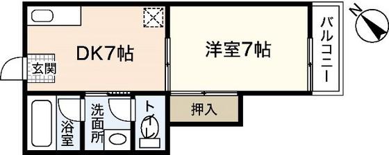 吉村ハイツII(1DK/4階)の間取り写真